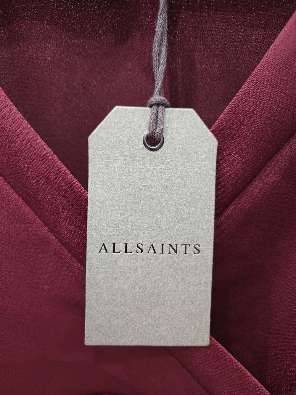 All Saints "Cadia" One-Shoulder Wrap Sheath Dress in Merlot - Picture 5 of 9